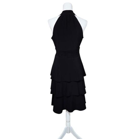 Evan Picone Halter Dress Women Size 6 Black Event Feminine Dramatic Cocktail - Picture 2 of 9